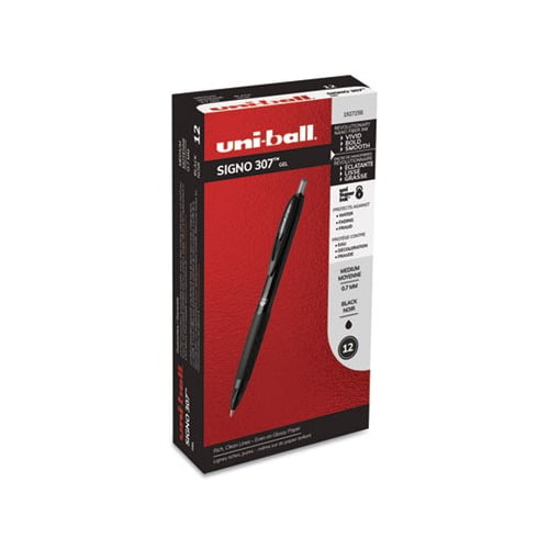 307 Retractable Gel Pen Medium 0.7 mm, Black Ink/Barrel, Dozen