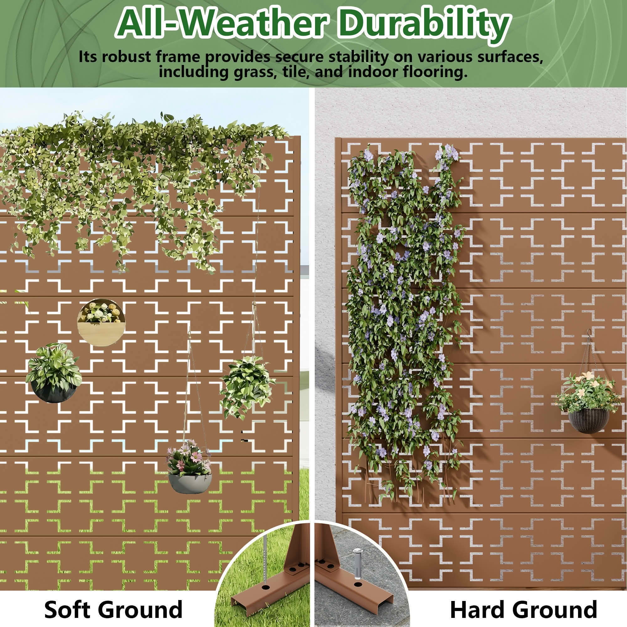 MAYEERTY 72x47 Brown Double-sided Outdoor Natural Privacy Panel Screen, 6 Piece Set Natural Folding Divider for Backyard and Garden
