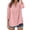 Pink, variant on Fantaslook Womens 3/4 Sleeve Button Down Shirts V Neck Roll Up Sleeve Tops Cotton Linen Casual Summer Blouses Shirts
