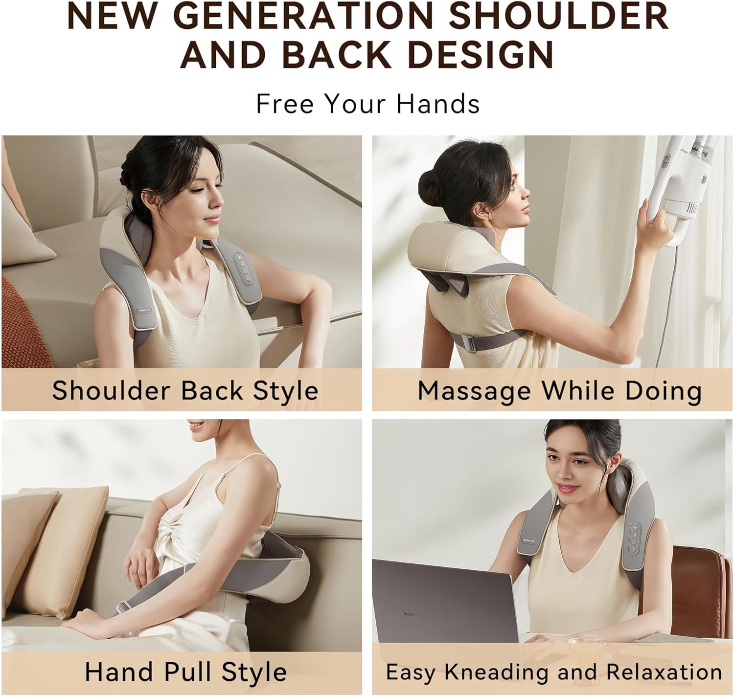 Shiatsu Neck Massager, Shoulder Neck Massager with Heat for Pain Relief Deep Tissue, Neck, Back, Shoulder, Leg Electric Kneading Massager, Perfect Gifts for Men Women Dad Mom