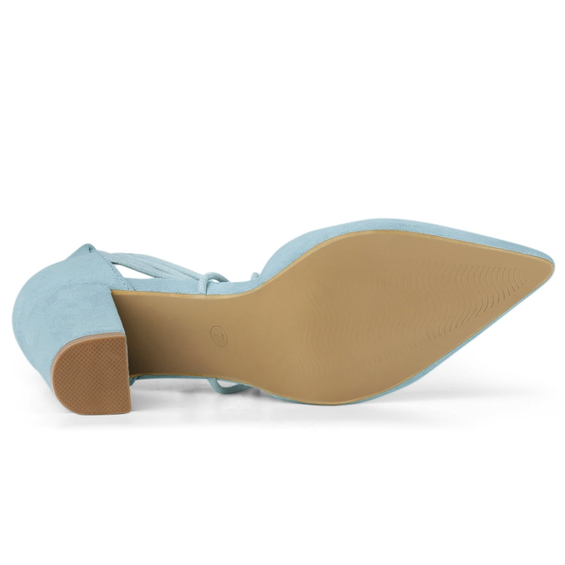 DARING DIVA Women's Pointed Toe Chunky Heels Lace Up Sandals and Pumps Light Blue 8.5