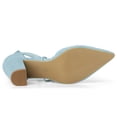 thumbnail image 6 of BLISSFUL STEP Women's Back to School Pointed Toe Sandals Lace Up Block Heel Faux Suede Dress Shoes Light Blue 7.5, 6 of 7