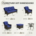 thumbnail image 3 of EAGLE PEAK Azure Bay 8 Pieces Wicker Outdoor Patio Furniture Set, Outdoor Conversation Set with Side Table, Brown Wicker and Blue Cushions, 3 of 10