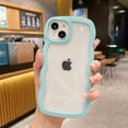 thumbnail image 3 of Case for iPhone 14 Cute Curly Wave Frame Shape Soft TPU Silicone Phone Case for Women Girls, Anti-Scratch Shockproof Protective Case for iPhone 14, Blue, 3 of 11