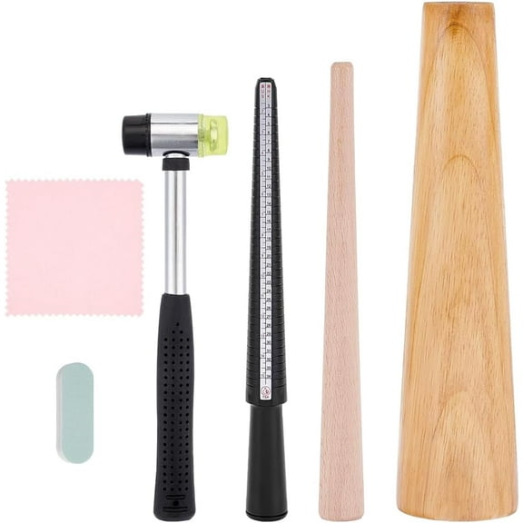 1 Set Ring Bracelet Sizer Measuring Tool Bangle Ring Enlarger Stick Mandrel Sizer Tool with Double-Faced Soft Plastic Mallet Jewelry Sizing Tool and Polishing Bangle Tool Repair Kit diy