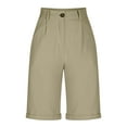 thumbnail image 5 of CheerKidz Womens Wide Leg Cotton Linen Shorts 2025 Comfy Bermuda Zipper Shorts Summer Casual Short Pants Loose Knee Length Shorts(Khaki#1,2XL), 5 of 5