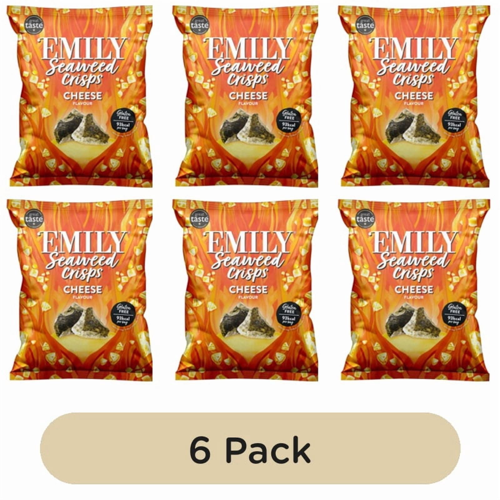 Emily Seaweed Crisps, Vegan Cheese 18g, British Import (Pack of 6)