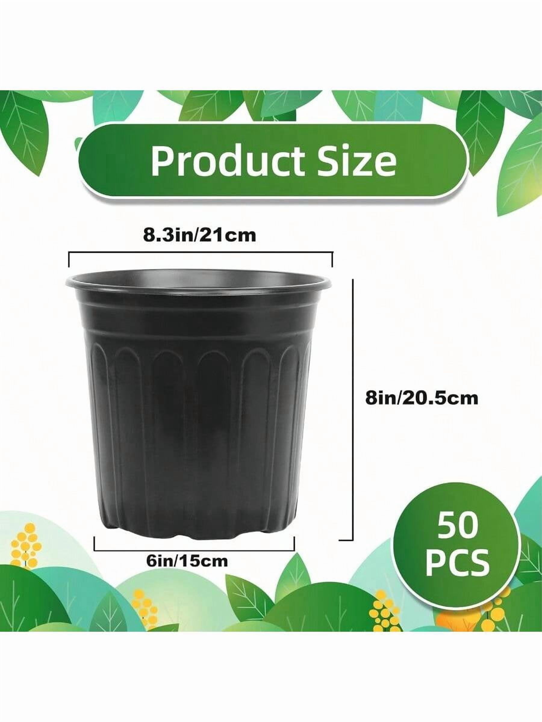 50 Pcs 2 Gallon Nursery PotsThickened Soft Plastic Plant Pots With Holes Garden Flower Seedling Pot Container For Seedling Cuttings Transplanting Black