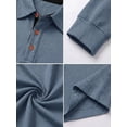 thumbnail image 2 of JWD Mens Long Sleeve Polo Shirt Classic Collared Button Pullover Casual Regular Fit Soft Lightweight Knit Top Blue L, 2 of 9