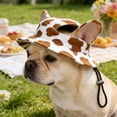thumbnail image 5 of Dog Sun Hat, Pet Hat, Cute Pet Hat Trucker Hat with Ear Holes for Sun Protection Adjustable Square Print Cotton Fisherman's Hat, Outdoor Supplies, 5 of 6