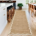 thumbnail image 2 of Garvee 2'x6' Modern Scalloped Runner Rug Washable Rug with Non Slip Backing, Neutral Farmhouse Soft Low Pile Carpet for Hallway Bedroom Home Office, Camel, 2 of 8