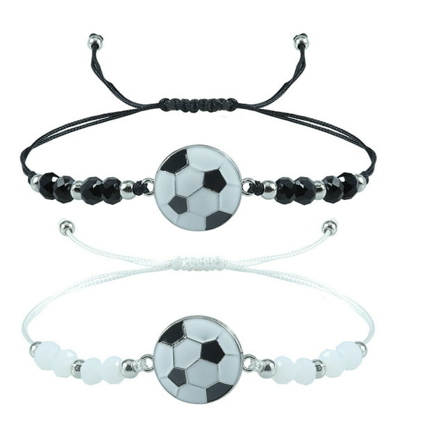 KAKOWELY 2 pulseras de pareja de fútbol, pulseras decorativas de fútbol, recuerdos de fútbol.