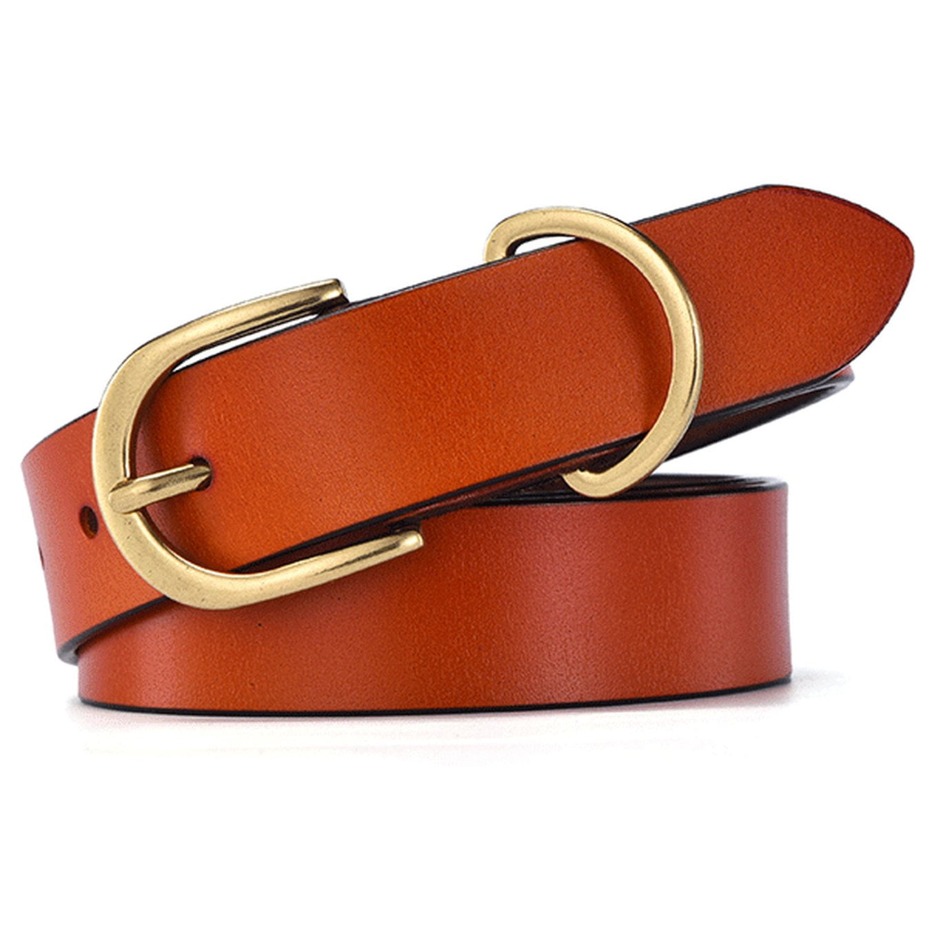 Womens Leather Belt Strap for Removeable Gold Metal Buckle 1.1 Wide 