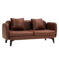 thumbnail image 1 of Sofá doble de casa de muñecas 1/12 sofá sillón muebles con almohadas moderno cuero PU en miniatura sala de recepción dormitorio decoración artesanal de Fanmusic Sofá doble de casa de muñecas, 1 of 7