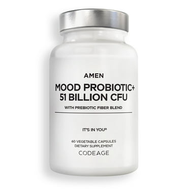 Amen Mood Probiotic  , Organic Prebiotics, 51 Billion CFUs, Ashwagandha, Blueberries, Non-GMO, 60 ct