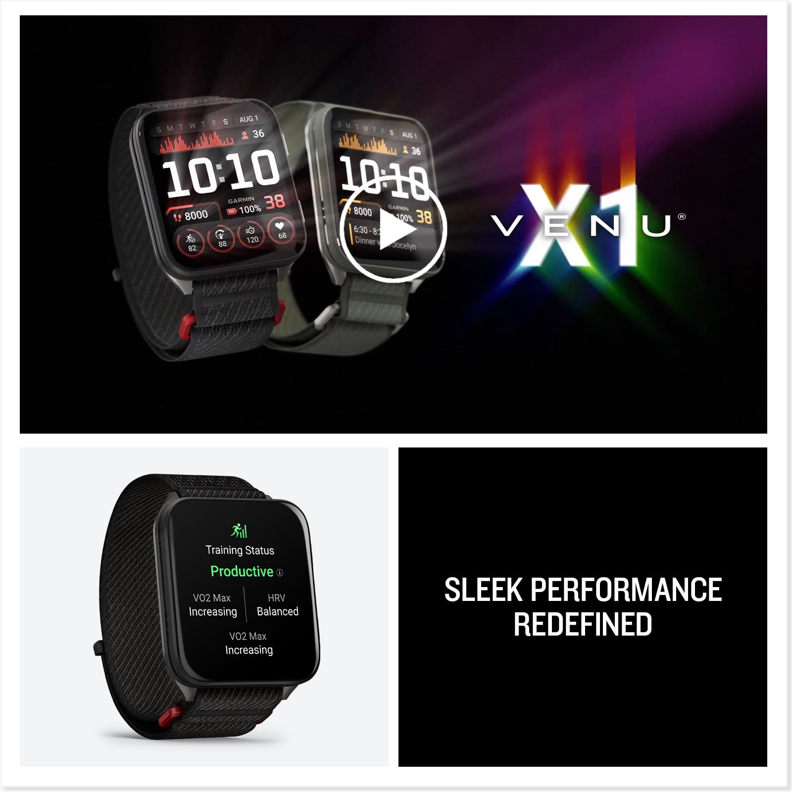 Garmin Venu X1, Thin and Lightweight GPS Smartwatch, 2 inch AMOLED Display, Advanced Health and Fitness Features, Black with Slate Titanium Caseback Bundle With Accessories