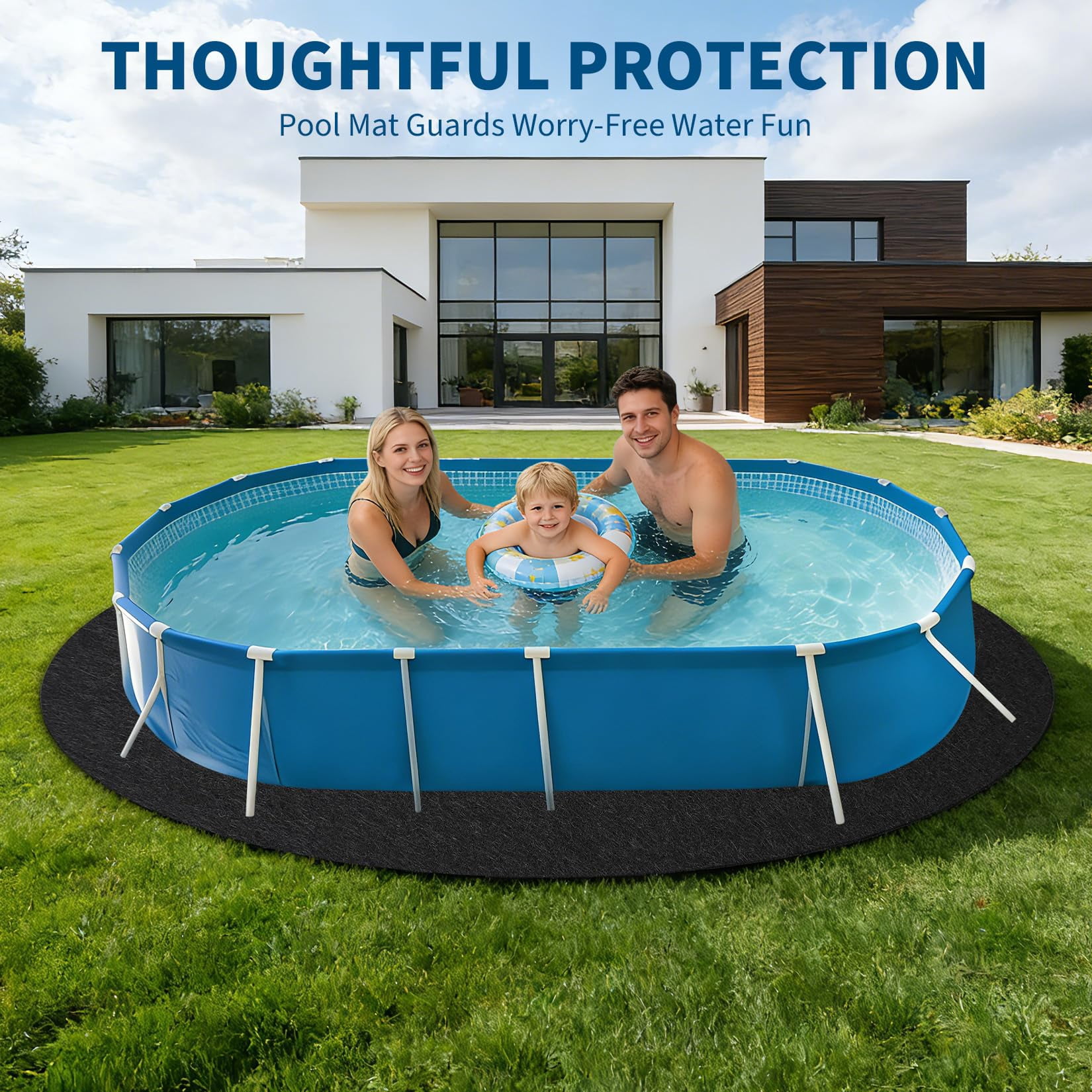 Non-Woven Pool Liner Pad,16x32 Heavy Duty Geotextile Fabric for Above Ground Pools, Puncture & Weed Barrier, Eco-Friendly, Multiple Sizes for Oval
