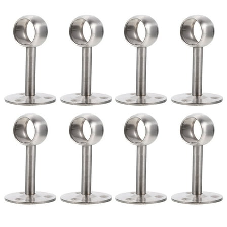 LEORX Curtain Rod Hanger Ceiling Mount Brackets 8Pcs Silver Stainless Steel for