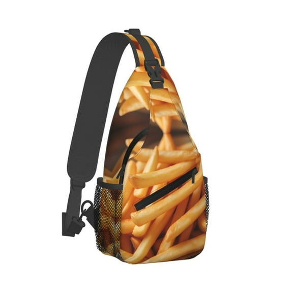 Men Women French Fries Sling Crossbody Chest Bag Backpack with Convertible Shoulder Strap