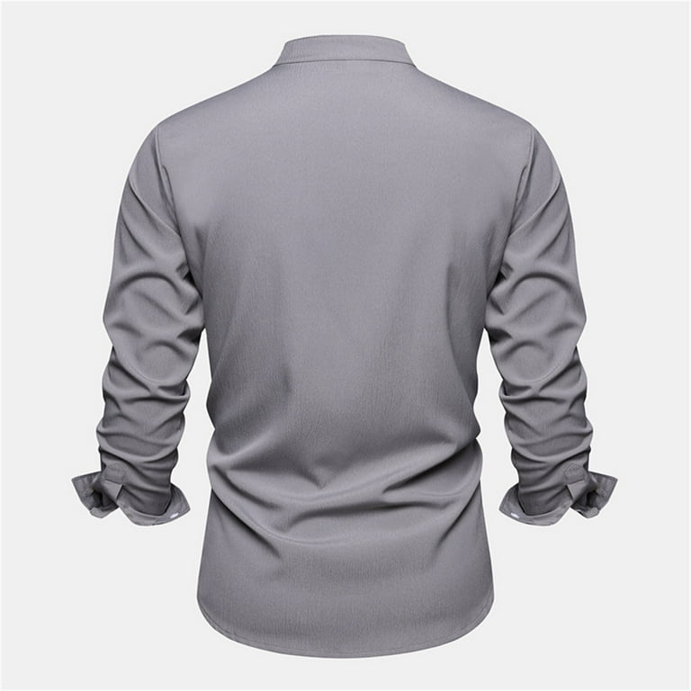 WREESH Mens Slim Dress Shirts Fashion Solid Button Down Long Sleeve Shirt  Soft Shirt Breathable Undershirt Casual Workout T Shirts Gray - Walmart.com