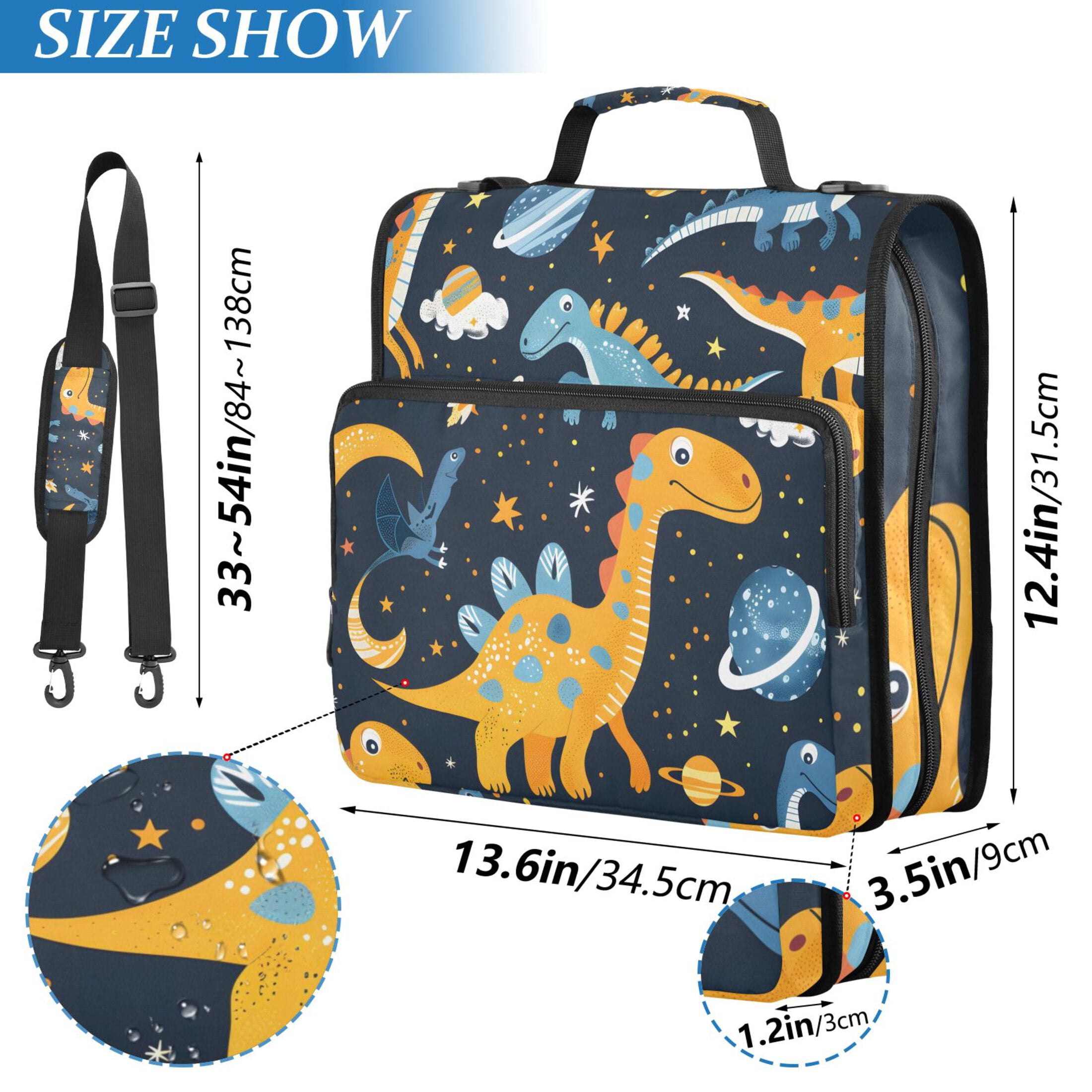 ALAZA Zipper Binder Cute Dinosaurs in Space 3 Ring Trapper Keeper File Folder Organizer Bag
