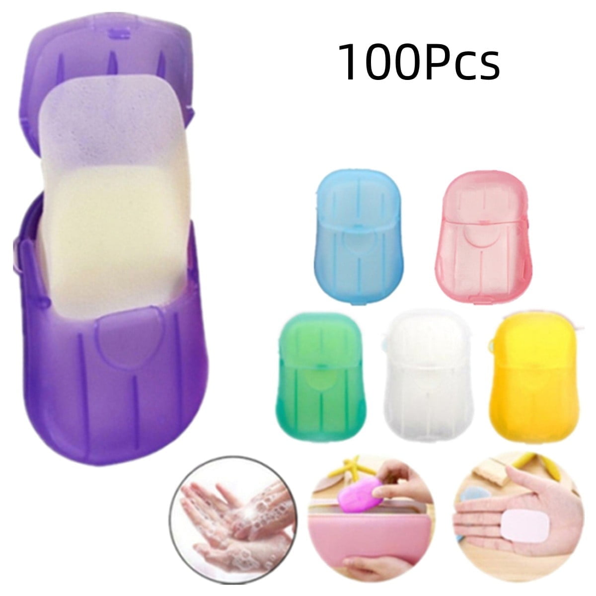 5 Pack ,20Pcs Soap Sheet/Pack Soap Sheets for Travel, Disposable Paper Soap Sheets Portable Foaming Hand Wash Soap Sheet for Outdoor, Travel, Camping, Hiking Mixed Color