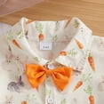 thumbnail image 4 of Kaprioy My First Easter Baby Boy Outfit Boys Eeaster Outfit Short Sleeve Bunny Carrot Print Button Down Shirt Elastic Shorts 2 PCS Gentleman Clothes Sets Toddler Boys Party Bow Tie Suit, 4 of 6