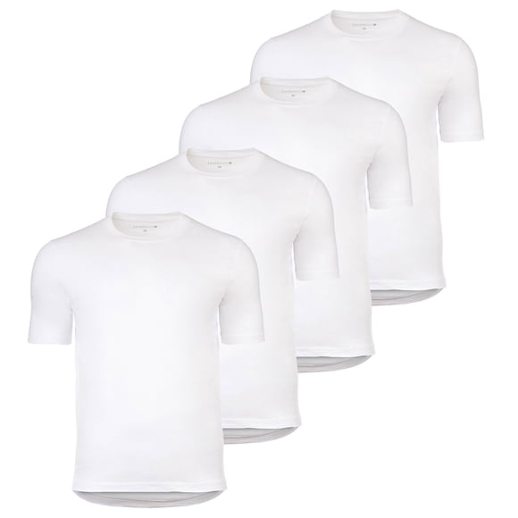 YOURBASICS Camiseta de hombre, pack de 4 - IAN, algodón, corte regular, cuello redondo, básica Blanco L (Large)