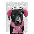 thumbnail image 2 of Fab Funky 20x24 White Modern Wood Framed Museum Art Print Titled - Black Labrador With Ear Muffs, 2 of 4
