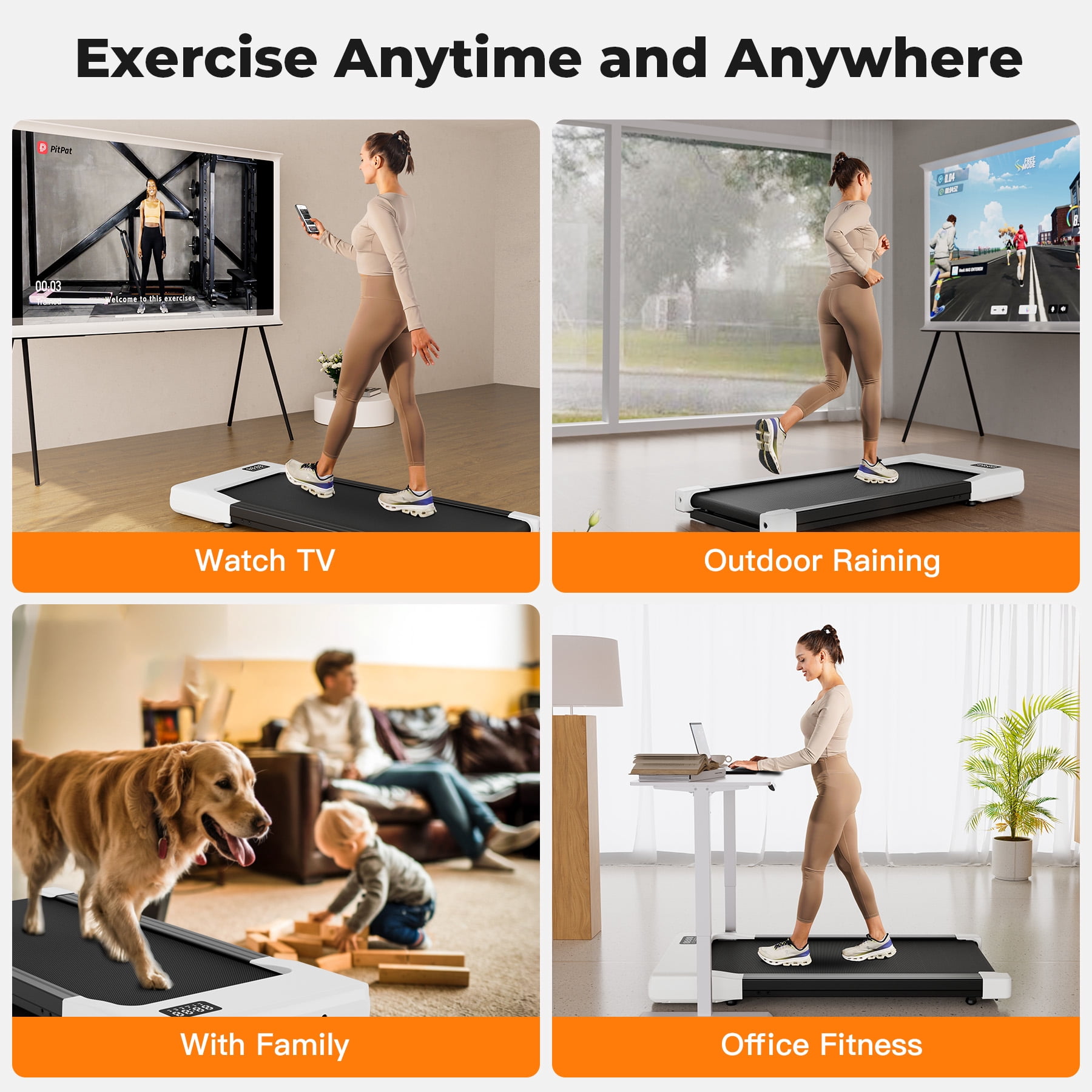 SSPHPPLIE Walking Pad, 15.75"*34.84" Walking Area, Under Desk Treadmill with Remote Control, Walking and Jogging for Home/Office(White)