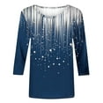 thumbnail image 4 of Sriper Ladies Elbow Sleeve T-Shirts Plus Size,Dressy Casual 3/4 Sleeve Shirts,Blouses & Tops,Tunic Pullover,Over 50 Fashion Outfits,Blusas de Mujer en Oferta Blue L, 4 of 7