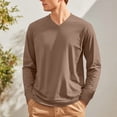 thumbnail image 7 of GrmtClth Men's Long Sleeve Shirts 2026 Basic V-Neck Classic Tops Solid Color Fashion Tee Slim Fit Clothing Brown 5XL, 7 of 7