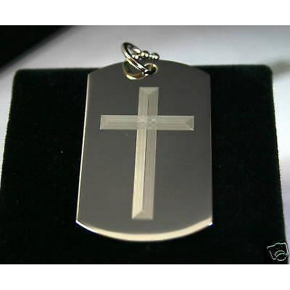LORD'S PRAYER OUR FATHER AND CROSS 2S DOG TAG NECKLACE STAINLESS STEEL