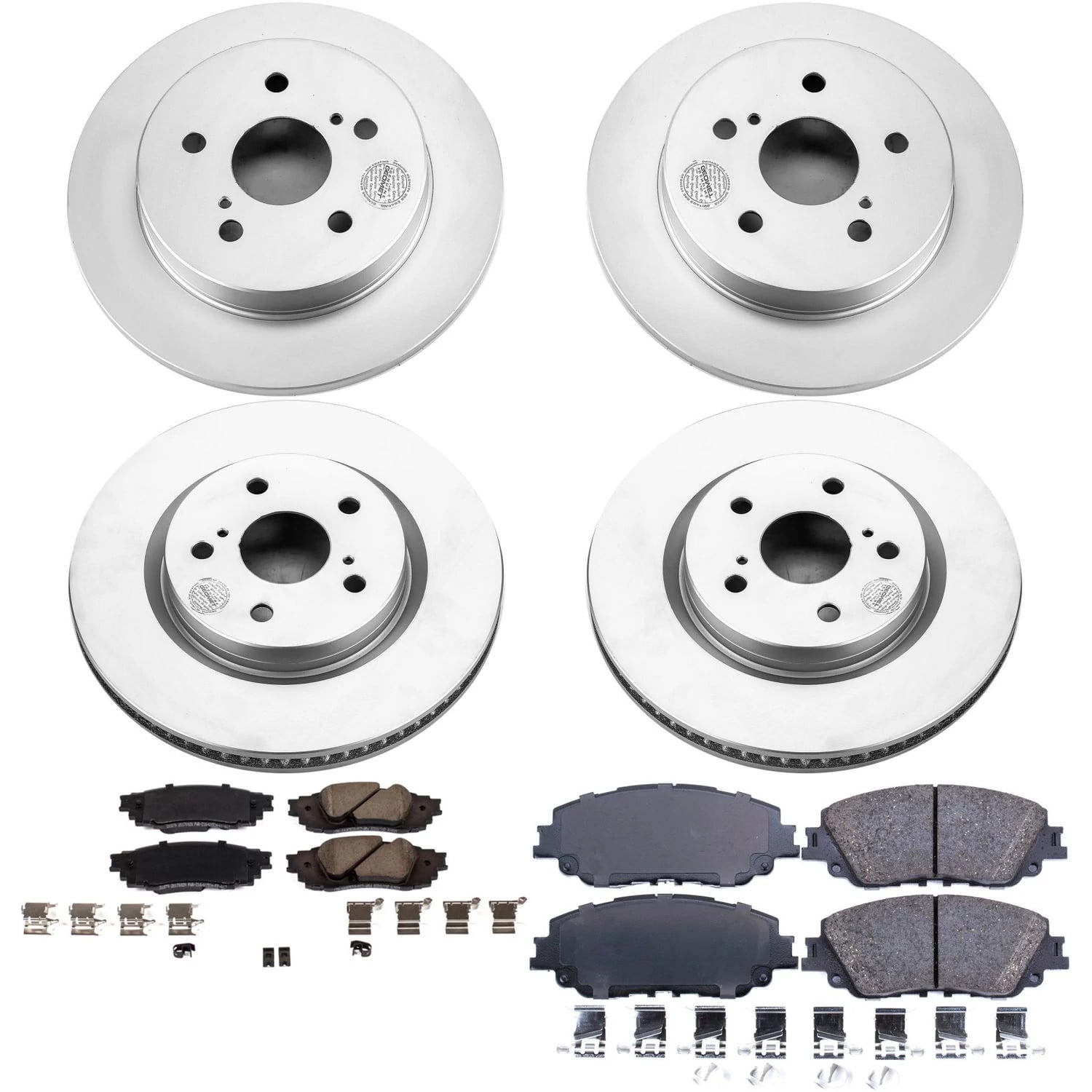 PowerStop Front and Rear Geomet Coated Brake Rotor and Pad Kit Fits: LEXUS TOYOTA Select Models CRK8348
