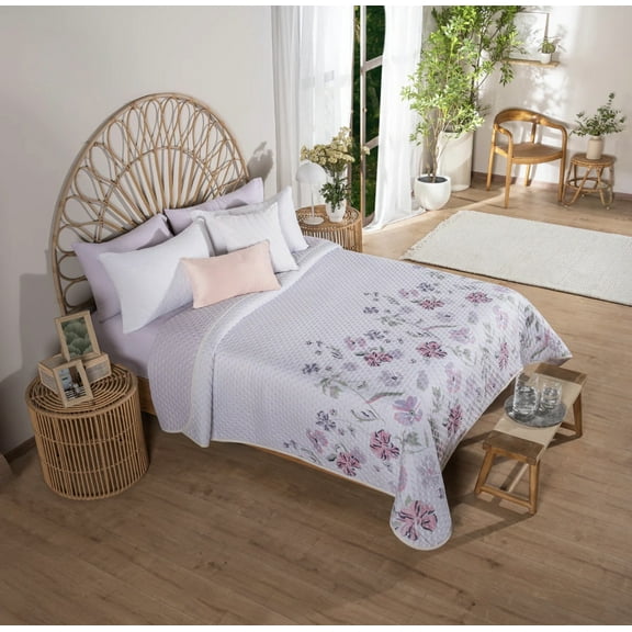 FLORALIA FLOWERS SPECIAL FABRIC ULTRA SLIM REVERSIBLE COMFORTER 1 PCS KING SIZE MADE IN MEXICO