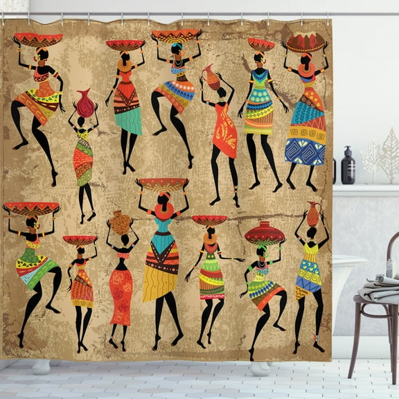 African American Art Decor Afrocentric Women in Tribal Dresses Shower Curtain