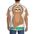 thumbnail image 3 of Fotbe Cute Sloth In Yoga Pose Tree Camisa Estampada de Manga Corta para Hombre, Casual de Verano, Estilo Playero, Sin Arrugas-3X-Large, 3 of 5