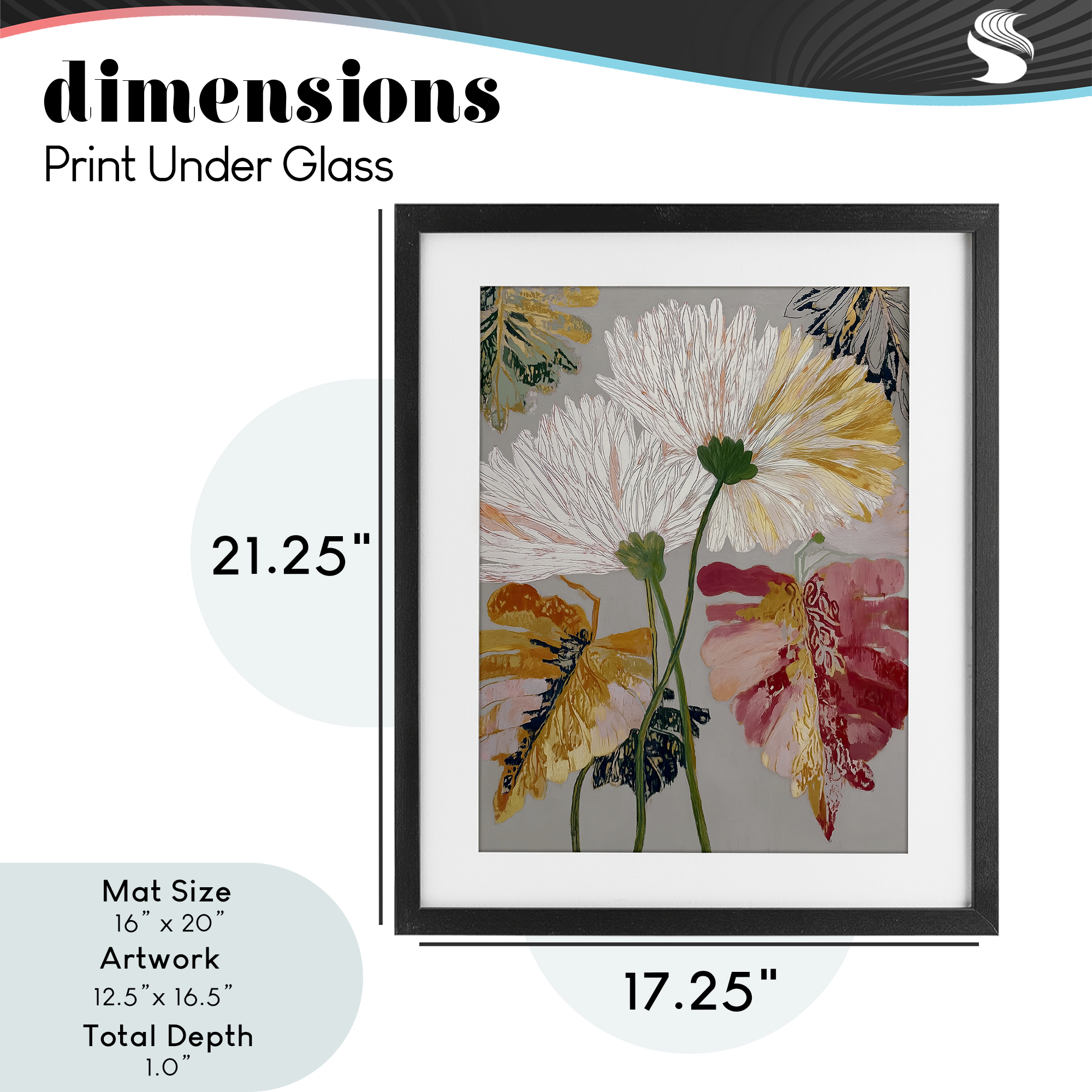 Playful Assumptions Flowers Black Framed Print Under Glass, design by Annabelle Hall