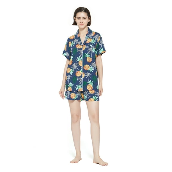 Amaxer Women Button up Pajama Set, Summer Lightweight Shorts Sleepwear Pjs Set