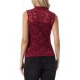 thumbnail image 3 of INSPIRE CHIC Floral Lace Tank for Women's Mock Neck Sleeveless See Through Tank Tops XL Dark Red, 3 of 6