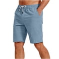thumbnail image 4 of Hurxie Men's Casual Shorts Twill Drawstring Summer Beach Stretch Golf Shorts with Pockets Sky Blue,M, 4 of 7
