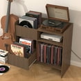 thumbnail image 3 of BOMETAO Record Player Stand, Turntable Stand with Record Storage for Vinyl Up to 350 Albums,Record Stand with Drawers for Living Room, Office, Walnut, 3 of 7