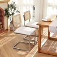 thumbnail image 4 of Zesthouse Rattan Dining Chairs Set of 4, Boucle Upholstered Dining Room Chairs with Chrome Legs and Cane Back, Mid-Century Modern Side Chairs for Kitchen, White, 4 of 13
