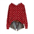thumbnail image 2 of Women's Fashion Casual Long Sleeve Christmas Print Hooded Knitted Sweatshirt, Cozy Fall Winter Top with Soft Fabric and Holiday Design for Seasonal Comfort,Vermilion,M, 2 of 5