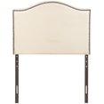 thumbnail image 2 of Modern Contemporary Twin Size Nailhead Upholstered Headboard, Ivory Fabric, 2 of 4