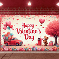 thumbnail image 5 of Red Theme Valentine's Day Banner Heart-shaped Balloons Love Display Gift Decor Teddy Bear Design Heart Backdrop for Valentine's Day Party Romantic Celebration Photo Shoot Backdrop, 5 of 9