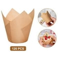 thumbnail image 3 of 120Pcs Tulip Shaped Cupcake Liners Muffin Greaseproof Paper Baking Cups, Food Grade Parchment Paper For Baking Cupcakes Muffins, Boxed Set Of 120 Liners For Home Parties & Daily, 3 of 7