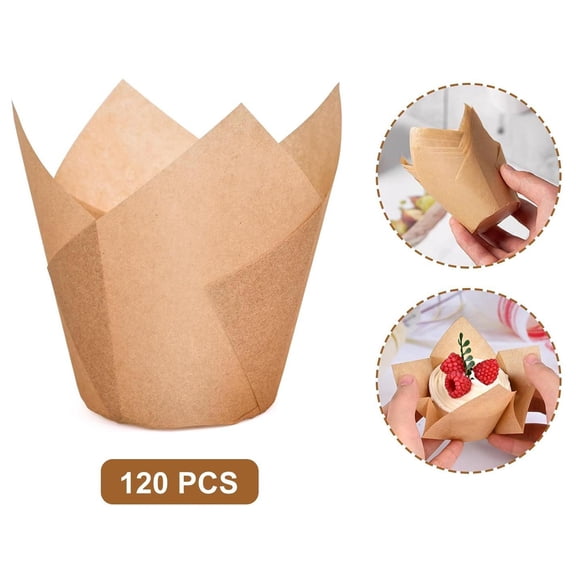 120-Count Greaseproof Cupcake Liners for Baking Muffins and Cupcakes, Food Grade Parchment Paper Baking Cups in Storage Box, Disposable for Home Bakers
