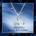 thumbnail image 3 of EUDORA Sterling Silver M Initial Necklaces with Blue Butterfly, Script Letter Alphabet Pendant Jewelry Gift for Women, Girls, 18 inch Chain, 3 of 10