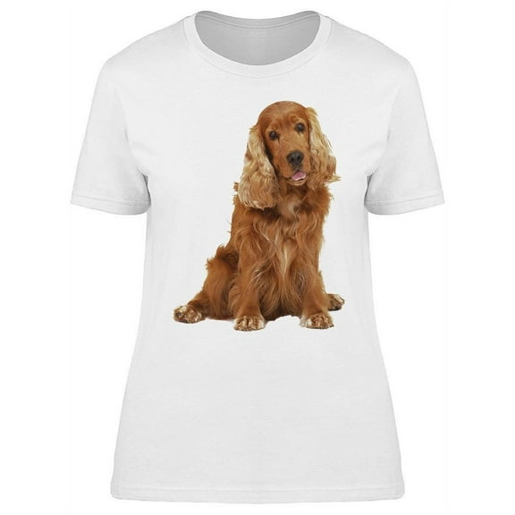 Cute Brown Spaniel Dog Sitting T-Shirt Women -Image by Shutterstock, Female Medium